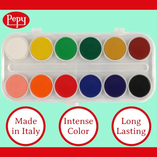 Watercolor Paint Set of 12 Colors; Includes Brush & Closable Mixing Tray, Multicolor {2}