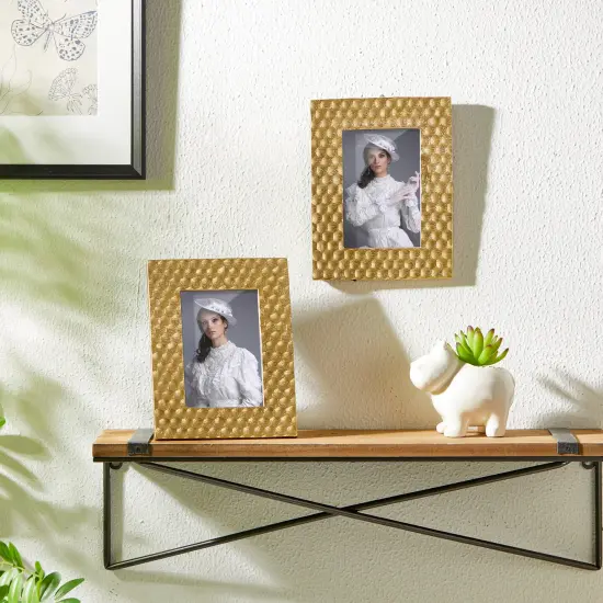 Set of 6 Gold Honeycomb Resin Wall or Tabletop Picture Frames-4X6 {2}