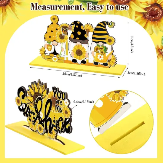 6 Pcs Sunflower Summer Decor Sunflower Wooden Table Centerpiece {3}