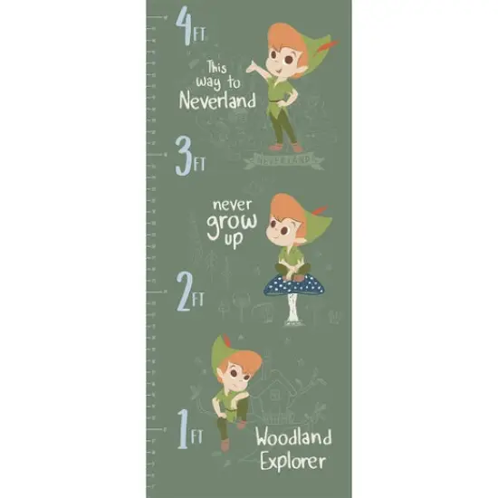 Camelot Fabrics Peter Pan & Tinkerbell Peter Pan Growth Chart 18" Panel {1}