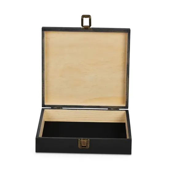 Makerflo Natural Pine Wood Cigar Box, Hinged Back & Front Clasp, Black Felt Lined, 8.5" x 8" x 2.4", Ideal for Craft - (Laser Engraving, Epoxy, UV DTF, and Vinyl) {3}