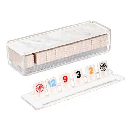 Lucite Rummy Game White Marble Lid {1}