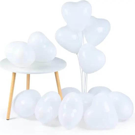 100 Pack Heart Shaped Balloons,10 Inch Latex Heart Balloons for Valentine's Day Engagement Wedding Party Decorations (White) {1}
