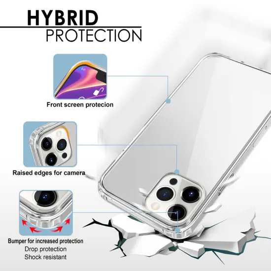 Hybrid Clear Case For iPhone 12 / 12 Pro (6.1 inch), Hard PC Back with Shockproof Soft TPU Bumper Protective Crystal Cover, by Insten {2}