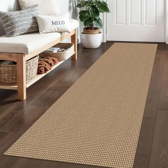 Braided Runner Rug 2x6 Ft Washable Runners for Hallways Non Slip Kitchen Runner Rug Cotton Entryway Runner Indoor, Woven Floor Carpet for Hall Kitchen Bedroom, Orange/Tan/Brown {1}
