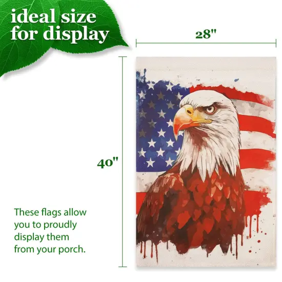 G128 Patriotic Bald Eagle Printed 28x40 In House Flag Double Sided Independence Day Yard Garden Lawn Decoration {4}