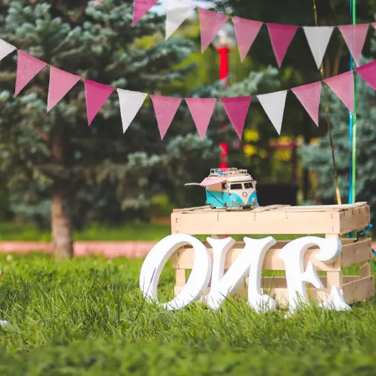 24pcs Pink Pennant Banner, Pre-Strung Imitated Burlap Fabic Triangle Flags Bunting Garland Steamers, Pink Haning Party Decorations for Women. {3}