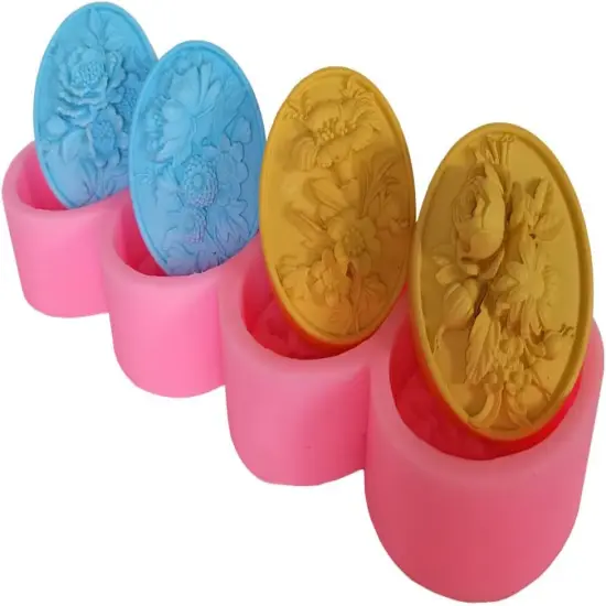 Four Cavities Soap Mold One Mold for 4 Different Flower Soap Making DIY Natural Flower Silicone Soap Molds Scented Candle Wax Resin Gypsum Mould {1}