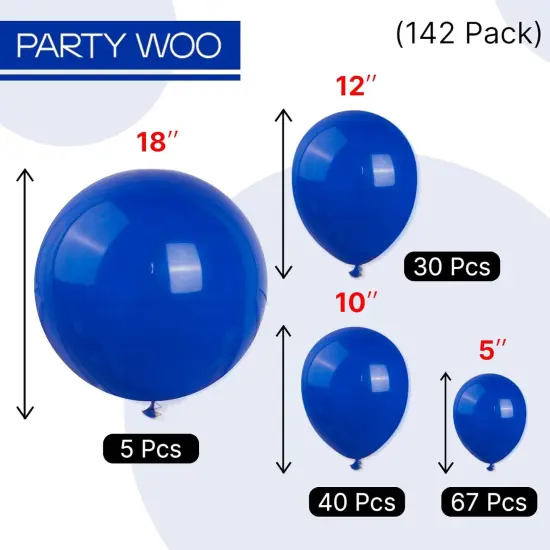Royal Blue Balloons 142 pcs Blue Balloons Different Sizes Pack of 18 12 10 5 Inch Dark Blue Balloon Arch Kit Balloon Garland for Birthday Graduation Baby Shower Party Decorations Blue-Y59 {4}