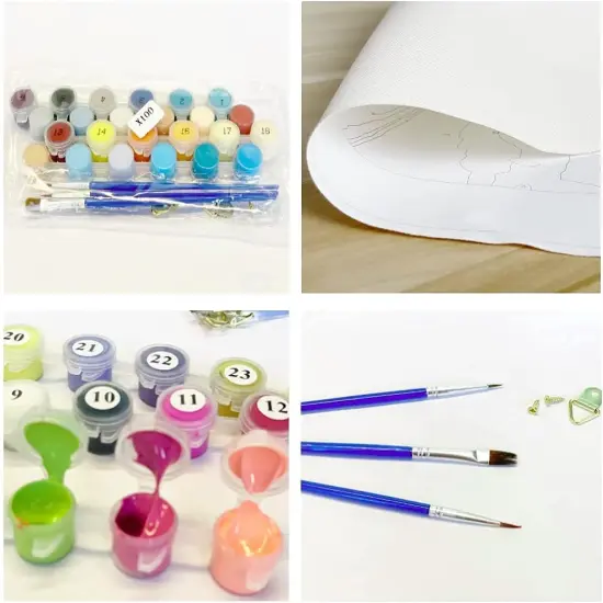 Acrylic Paint by Number Easy for Adults Kids Beginner, Drawing Paintwork with Paintbrushes,Arts Craft Home Wall Decor,Acrylic Pigment-Butterfly Flower 16x16 inch(No Frame) {4}