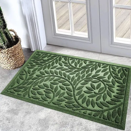 Spring Front Door Mat Outdoor Entrance,Durable Heavy Duty Welcome Mat,Thick Absorbent Natural Rubber Non Slip Mat,Welcome Entryway Rug Green, 17"x30" {5}