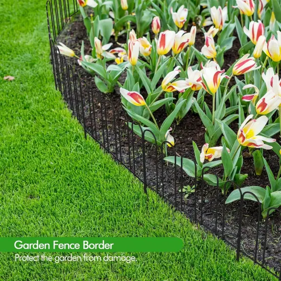 18 Pack Rustproof Metal Garden Fence Panels - H Animal Barrier, Decorative Yard Border for Pets & Gardens (Interlocking Design) {6}