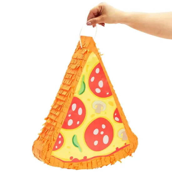 Pizza Pinata - Food Themed Birthday Party Decorations, Table Centerpiece (Small, 16.5 x 13.5 x 3 in), For Ages 3+ Blue {5}
