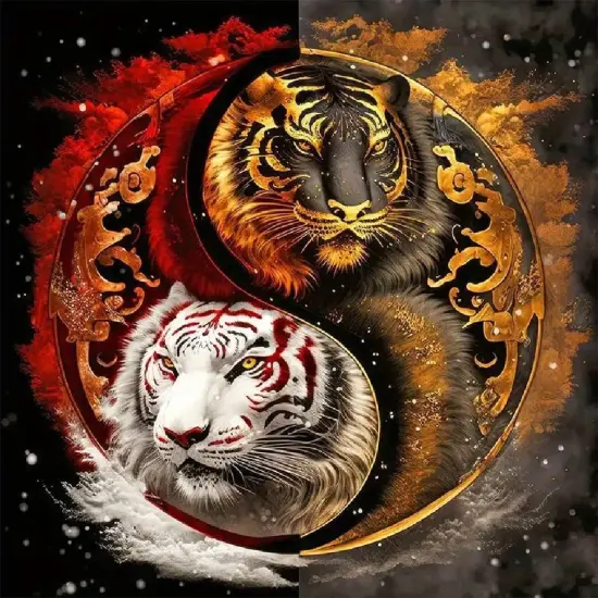 Tiger Diamond Painting Kits-Taichi Tiger Diamond Painting Kits for Adults,5D DIY Full Drill Dragon Diamond Art for Home Wall Decor 12x12inch {1}
