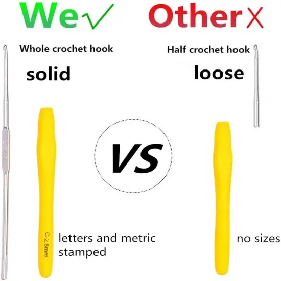 Crochet Hooks,14 Size Crochet Set 2mm(B)-10mm(N), Ergonomic Crochet Hooks with Case for Arthritic Hands,Long Crochet Needles {3}