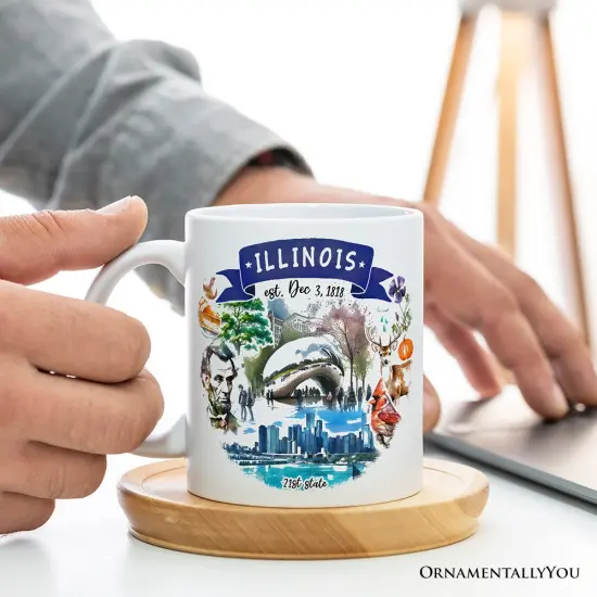 Artistic Illinois State Themes and Landmarks Mug {2}