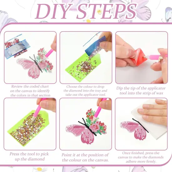 20 Pcs Spring Butterfly Diamond Painting Keychains 5d Flowers Butterflies Diamond Art Keychains Kits for Adults Single Side Floral Key Chain Hanging Ornament for Beginners DIY Crafts Gifts {4}