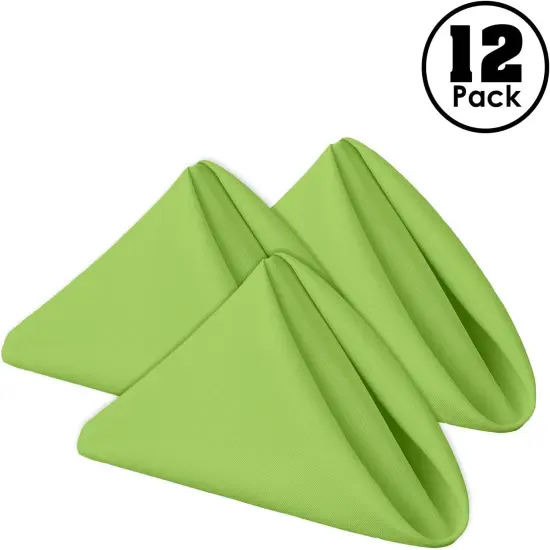 Cloth Napkins - 17 x 17 Inch Apple Green Dinner Napkins - Set of 12 Soft & Absorbent Washable Fabric Cloth Table Napkins {2}