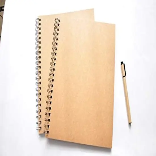 Spiral Sketch Book Large Notebook（Built-in drawing board） Kraft Cover Blank Sketch Pad Wirebound Sketching for Drawing Painting 8.6x11.4-Inch (1 Pack) 200 Pages, 100 Sheets {4}
