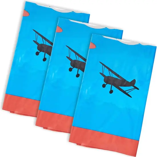 Juvale Airplane Plastic Rectangle Party Table Cloth Cover (3 Pack) Blue {4}