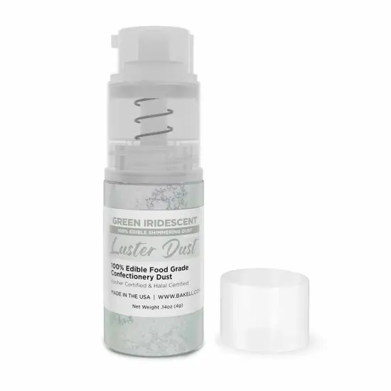 Bakell - Green Iridescent Luster Dust (4g, 1x Pump) Edible Vegan Dust & Paint for Baking, Desserts and Beverages {3}