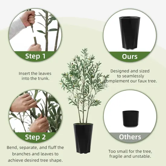 Artificial Olive Tree 5FT - Faux Plant with Black Diamond Planter - Tall Fake Olive Floor Plant Potted - Artificial Silk Tree for Home Office Living Room Decor Indoor {4}