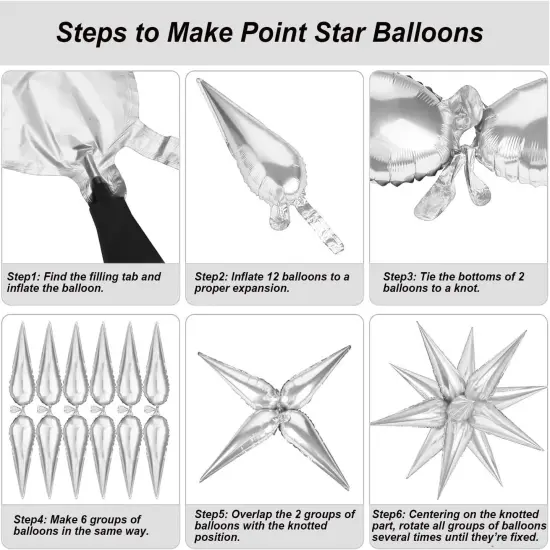 32inch Red White Blue Star Balloons 5 * 12 Pcs Foil Explosion Star Patriotic Balloons for Independence President MLK Day Patriotic Veterans Party Decoration {2}