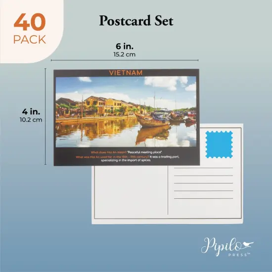 Travel Fun Fact Postcards for Kids, Cute Teacher Supplies (4x6 In, 40 Piece Set) Multicolor {3}