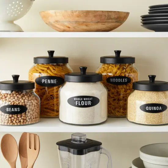 Talented Kitchen 158 Pieces Chalkboard Pantry Labels for Food Containers, Preprinted White All Caps on Black Stickers for Jars, Kitchen Canisters (Water Resistant) {2}