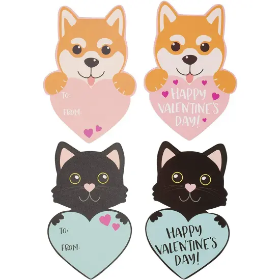36 Pack Cute Heart Shaped Animal Valentine's Day Cards with Envelopes and Stickers, 6 Assorted Designs, 3.25 x 4.5 Inch, Kids Blank Notecards for Classroom Exchange Gift, Ages 3-14 Multicolor {5}