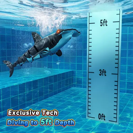 Summer Remote Control Shark Toys High Simulation, Party Fun Games for Pool & Bath (Gray) {3}