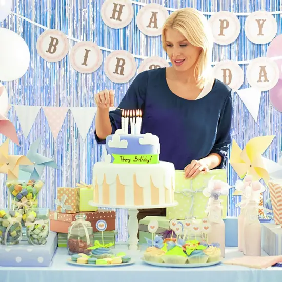 2 Pack Iridescent Party Backdrop Decorations Tinsel Curtain Birthday Decorations Foil Fringe Photo Booth Streamer Backdrop Iridescent Theme {5}