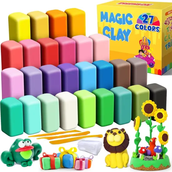 Air Dry Clay 27 Colors, Modeling Clay for Kids, DIY Molding Magic Clay for with Tools, Toys Gifts for Age 3 4 5 6 7 8+ Years Old Boys Girls Kids {1}