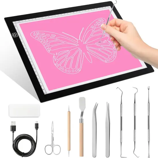 A4 Light Pad for Tracing & Weeding Vinyl, LED Copy Board Light Tracing Box Ultra-Thin Adjustable USB Power for Vinyl Weeding Tools {1}