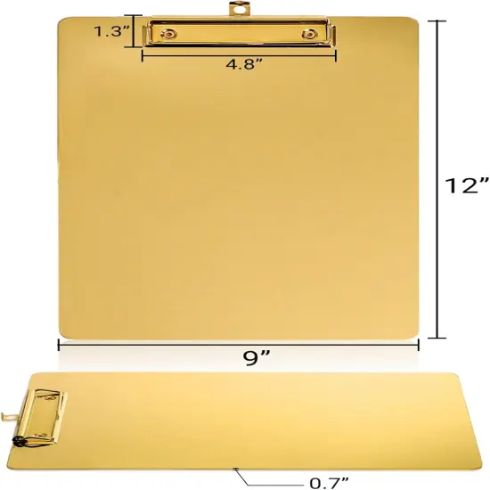 2 Pack Metal Clipboards, Stainless Steel Clip Board with Low Profile Clip, A4 Letter Size File Holder for Office, School, Hospital, Laboratory, Jobsite, Warehouses, Hotel, Restaurant {2}