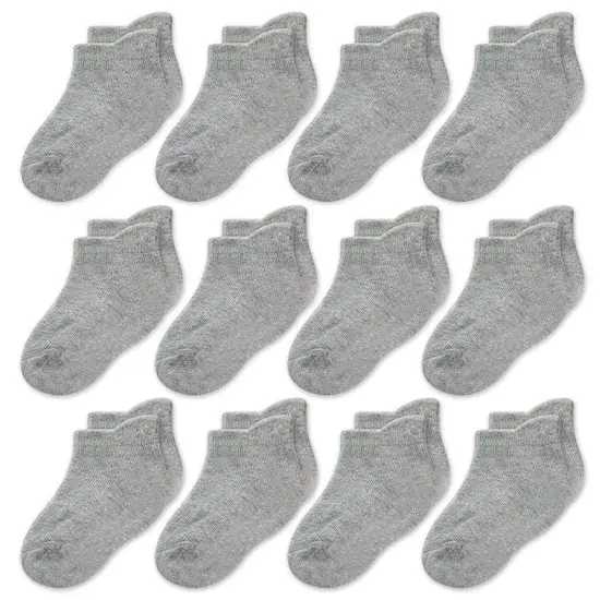 CozyWay Kids Ankle Socks - Comfy Cotton Socks for Boys and Girls Ages 3 Years and Up - No Show Soft & Breathable - Unisex Gray - 12 Pack Grey {1}