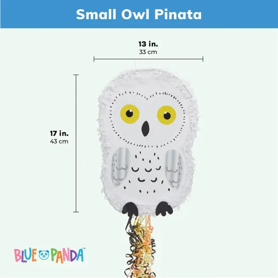 Small Owl Pull String Pinata for Woodland Birthday Party Decorations (17 x 13 In) White {3}
