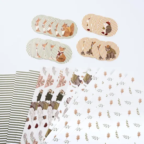 12 Sheets Vintage Animal Wrapping Paper Woodland Baby Shower Giftwrap with 20 Tags 4 Designs Fox Squirrel Forest {5}