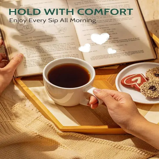 Porcelain Mugs - 12 Ounce for Coffee, Tea, Mocha and Mulled Drinks - Set of 6, White {3}