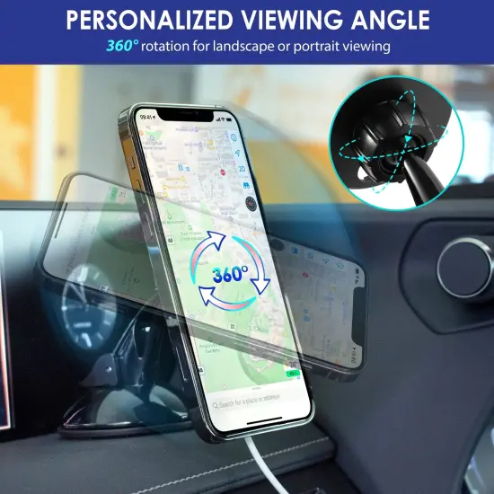 Insten Car Phone Holder Compatible with Magsafe Charger Wireless Charging Pad, Dashboard Windshield Mount Adjustable, Strong Suction Cup Black {5}