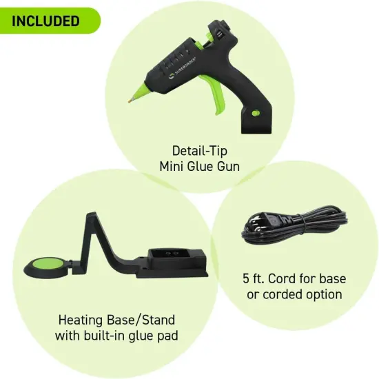 Cordless/Corded High Temperature Mini Hot Glue Gun With Detail Tip, 20 Watt, Recharge With Portable Heat Stand (CL-195F),Black {4}