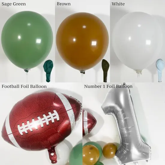 116PCS Balloon Arch Garland Kit, Green, Brown and White Balloons with Football Balloons for 1st Down Birthday, Baby Shower, and Sports Theme Party Decorations {4}