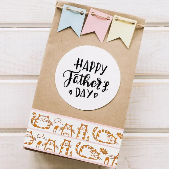 Wrapables Gold Foil Washi Masking Tape, 15mm x 10M, Golden Kitties {4}