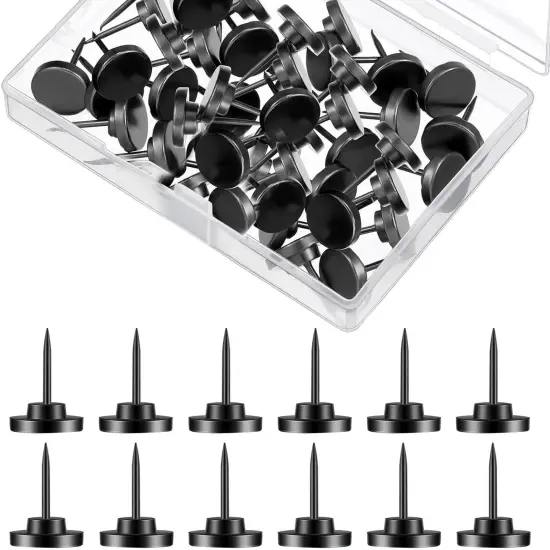 Push Pin 30 Pcs, Metal Thumb Tacks for Wall Hanging Pictures, Wall Pins for Board Posters Bulletin Maps, Black Decorative Push Pins for Home, Office {1}