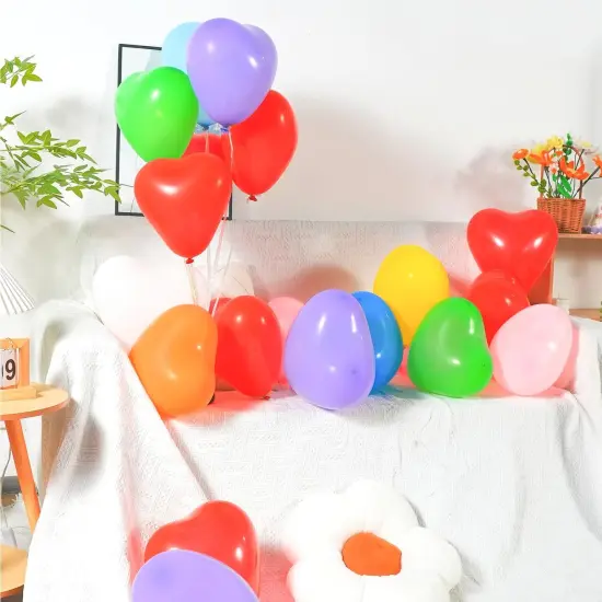 100 Pack Heart Shaped Balloons,10 Inch Latex Heart Balloons for Valentine's Day Engagement Wedding Party Decorations (White) {4}