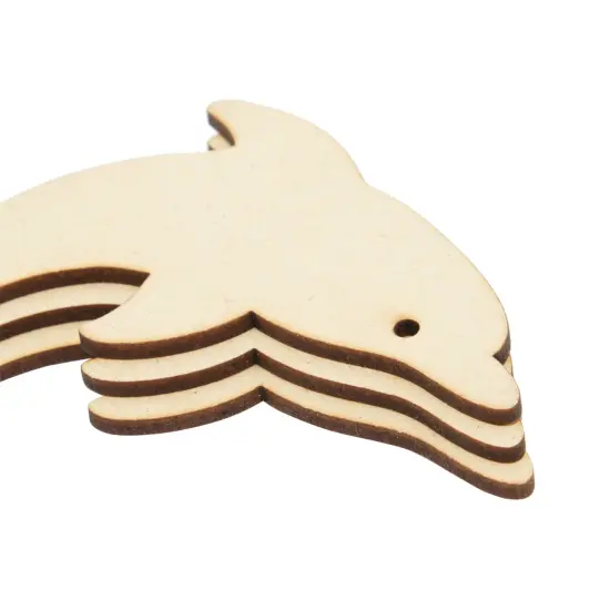 24 Pieces Unfinished Sea Creatures Wood Cutouts for Crafts, Wooden Ocean Animals (Octopus, Shark, Whale, Dolphin) Brown {6}