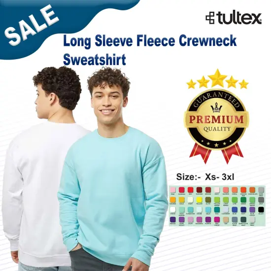 Tultex&reg; Long Sleeve Fleece Crewneck Sweatshirt Heather grey {2}