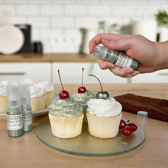 Bakell - Olive Green Tinker Dust Edible Glitter (25g, 1x Spray Pump) for Food, Desserts, and Beverages! {2}