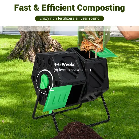 Dual Chamber Compost Tumbler with 360&deg; Rotatable Design and Aeration System {6}
