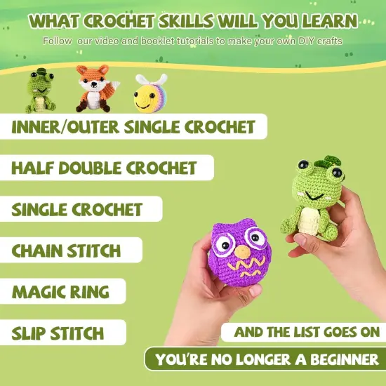 6Pcs Crochet Kit for Beginners, 2025 Upgraded Animal Crochet Kit, DIY Craft for Adults and Kids, All in One Crochet Knitting Kit {3}